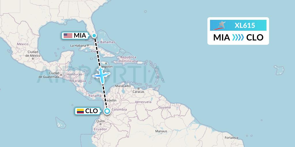 XL615 LATAM Airlines Ecuador Flight Map: Miami to Cali