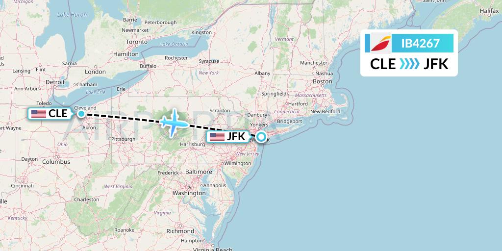IB4267 Iberia Flight Map: Cleveland to New York