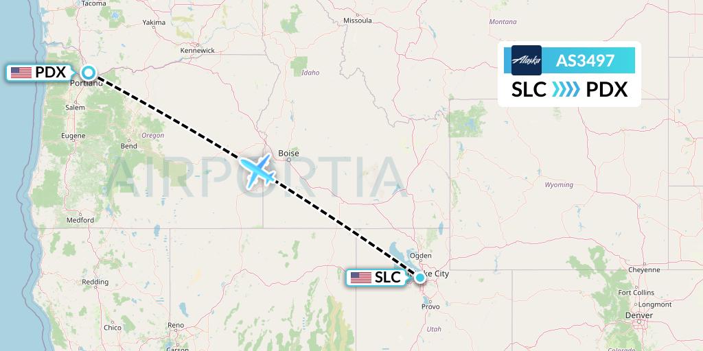 AS3497 Alaska Airlines Flight Map: Salt Lake City to Portland