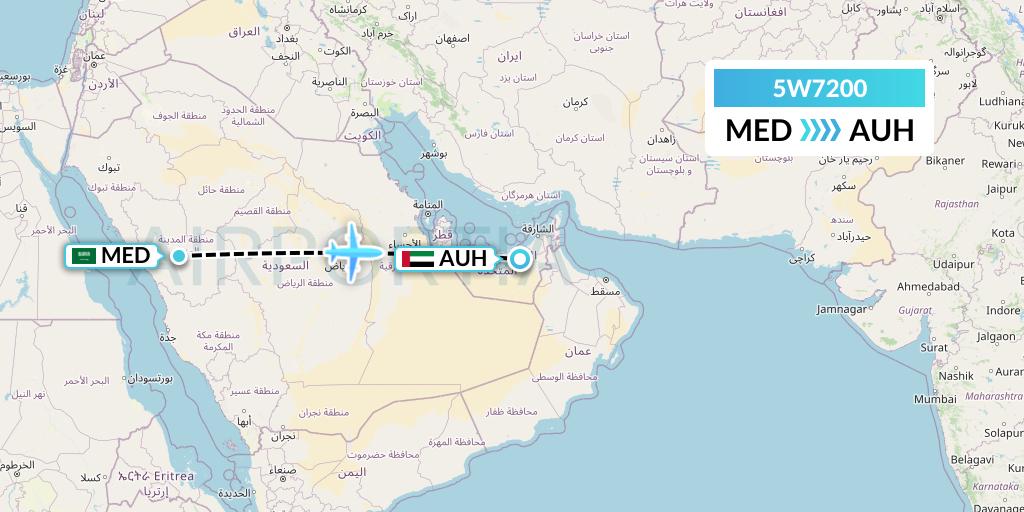 5W7200 Wizz Air Abu Dhabi Flight Map: Medina to Abu Dhabi