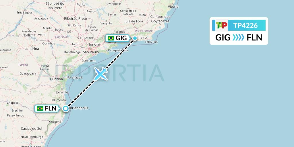 TP4226 TAP Portugal Flight Map: Rio de Janeiro to Florianopolis