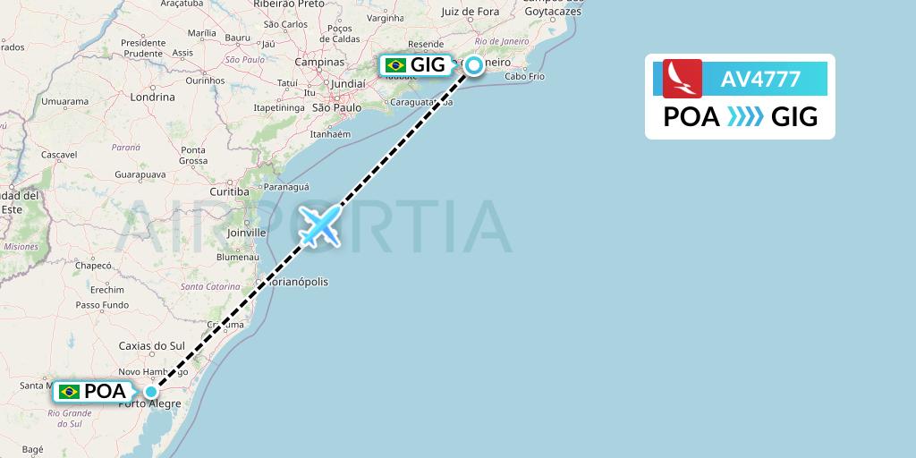 AV4777 Avianca Flight Map: Porto Alegre to Rio de Janeiro