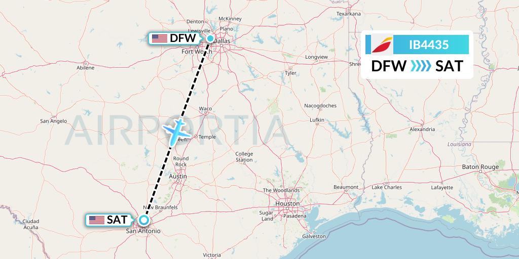IB4435 Iberia Flight Map: Dallas to San Antonio