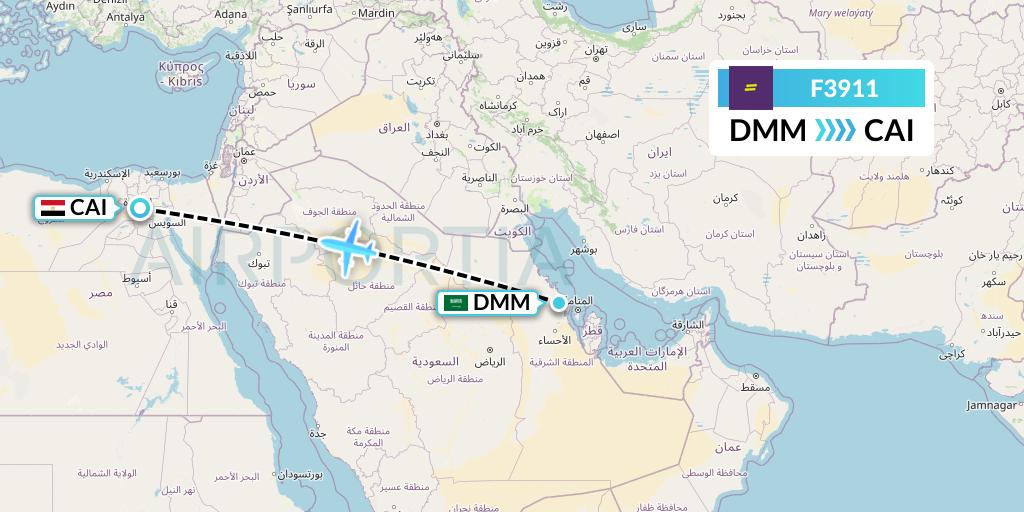 F3911 flydeal Flight Map: Dammam to Cairo
