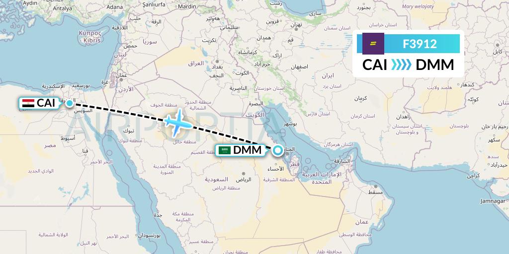 F3912 flydeal Flight Map: Cairo to Dammam