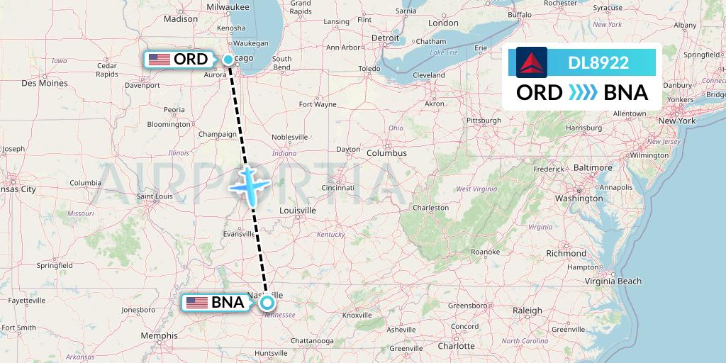 DL8922 Flight Status Delta Air Lines Chicago to Nashville (DAL8922)