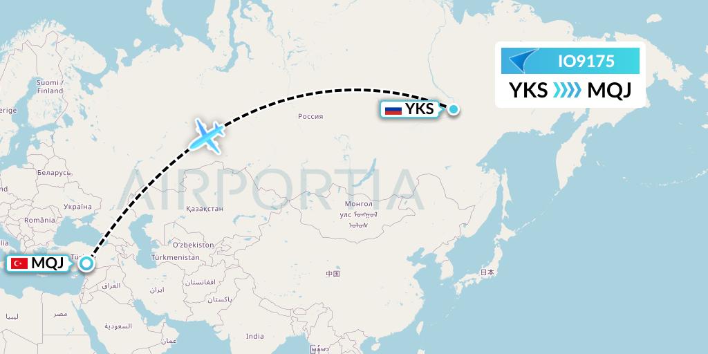 IO9175 IrAero Flight Map: Yakutsk to Balikesir