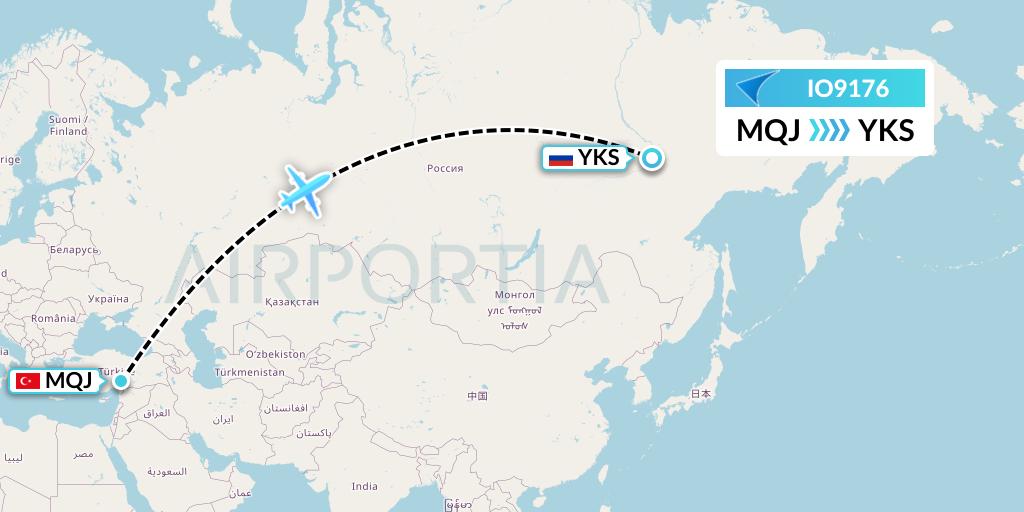 IO9176 IrAero Flight Map: Balikesir to Yakutsk