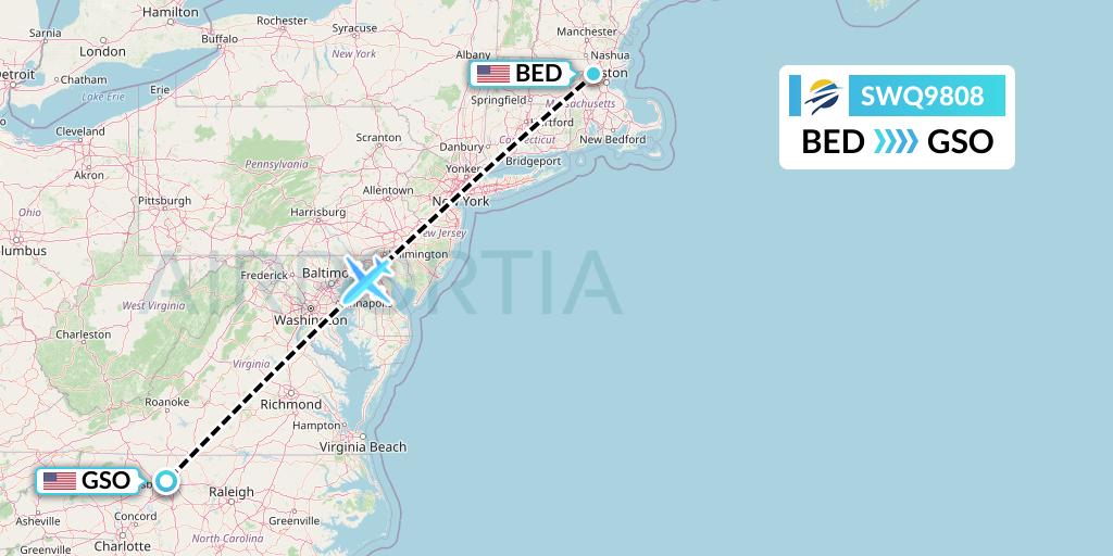 SWQ9808 Flight Status Swift Air Bedford to Greensboro (WQ9808)