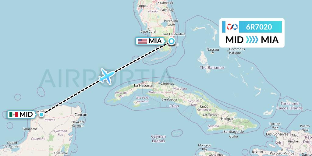 6R7020 Alrosa Flight Map: Merida to Miami