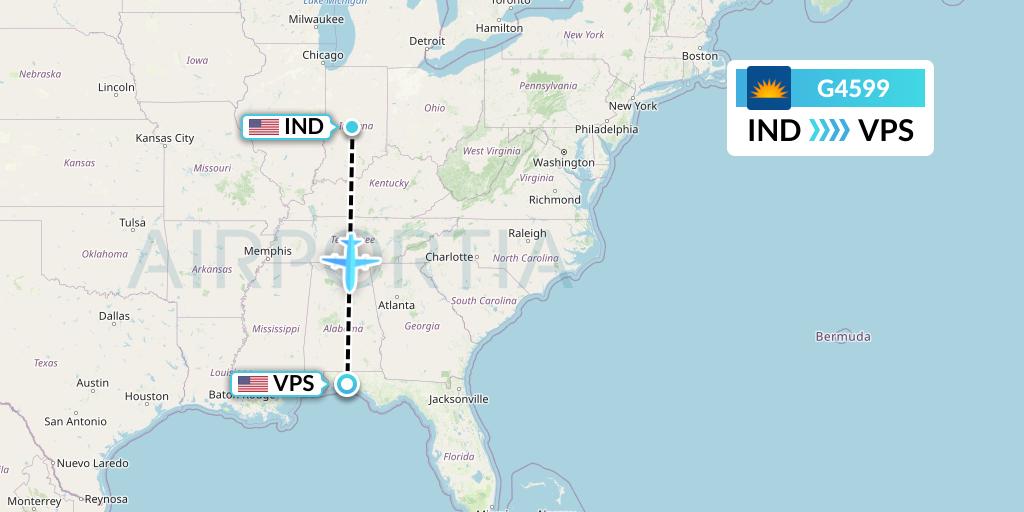 G4599 Allegiant Air Flight Map: Indianapolis to Valparaiso