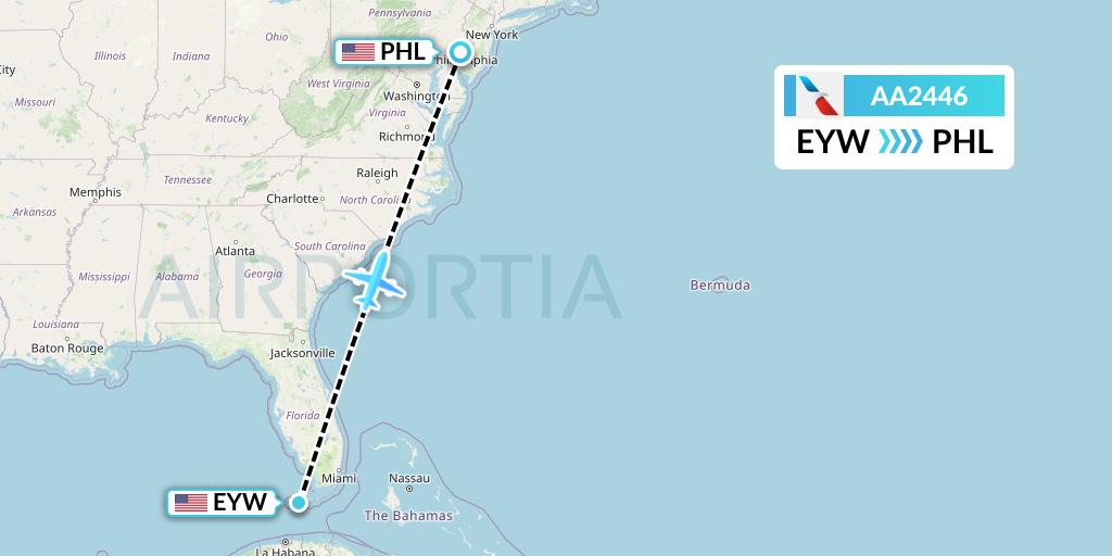 AA2446 Flight Status American Airlines Key West to Philadelphia (AAL2446)