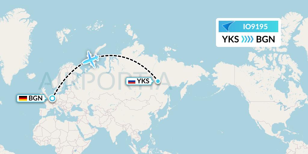 IO9195 IrAero Flight Map: Yakutsk to Germany