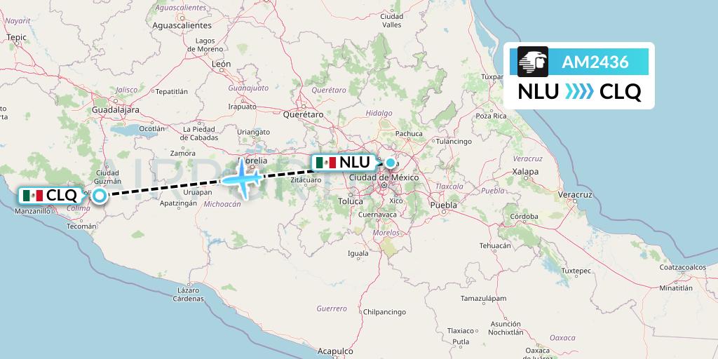 AM2436 Aeromexico Flight Map: Reyes Acozac to Colima