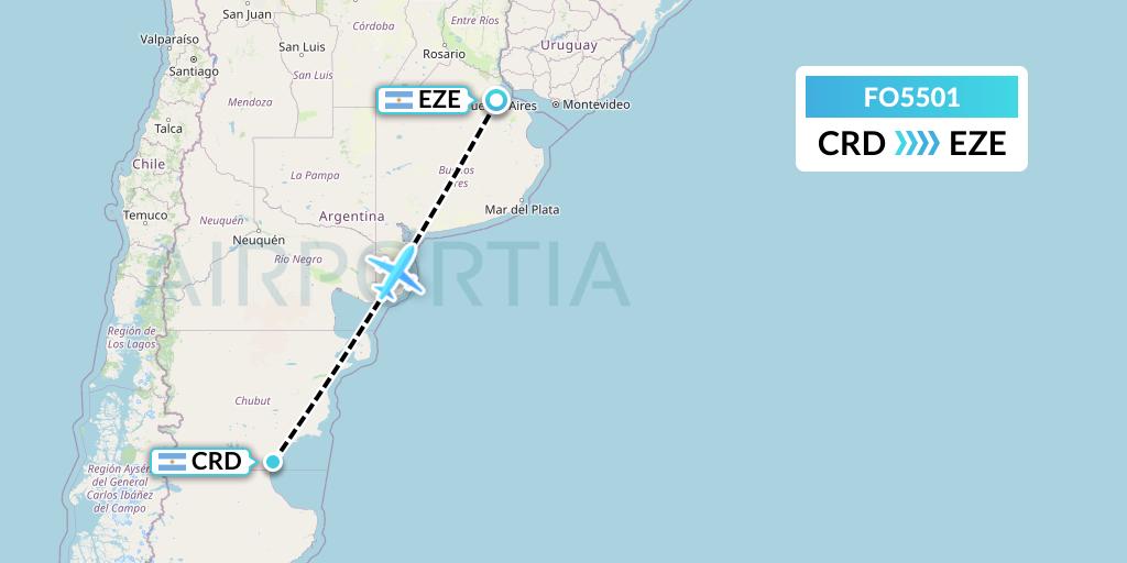 FO5501 Aero Flightops Uk Limited Flight Map: Comodoro Rivadavia to Buenos Aires