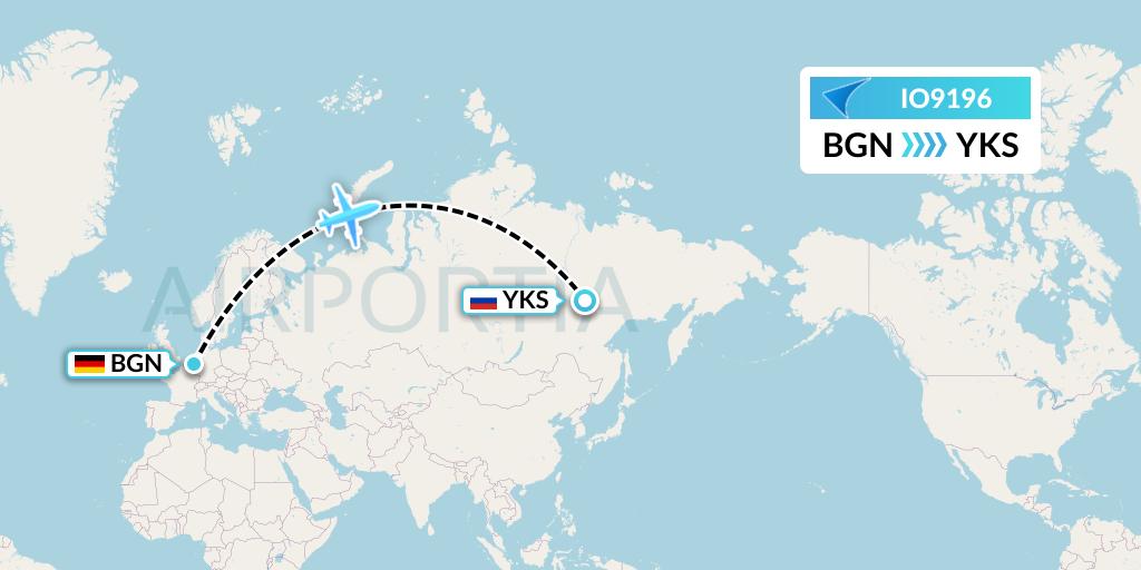 IO9196 IrAero Flight Map: Germany to Yakutsk