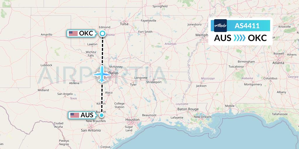 AS4411 Flight Status Alaska Airlines Austin to Oklahoma City (ASA4411)