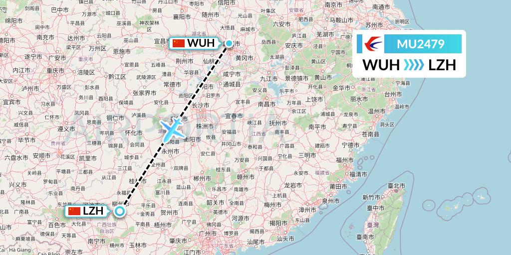 MU2479 China Eastern Airlines Flight Map: Wuhan to Liuzhou