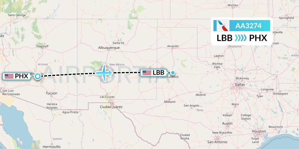 AA3274 Flight Status American Airlines Lubbock to Phoenix (AAL3274)