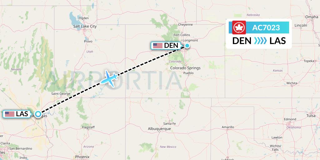 AC7023 Air Canada Flight Map: Denver to Las Vegas