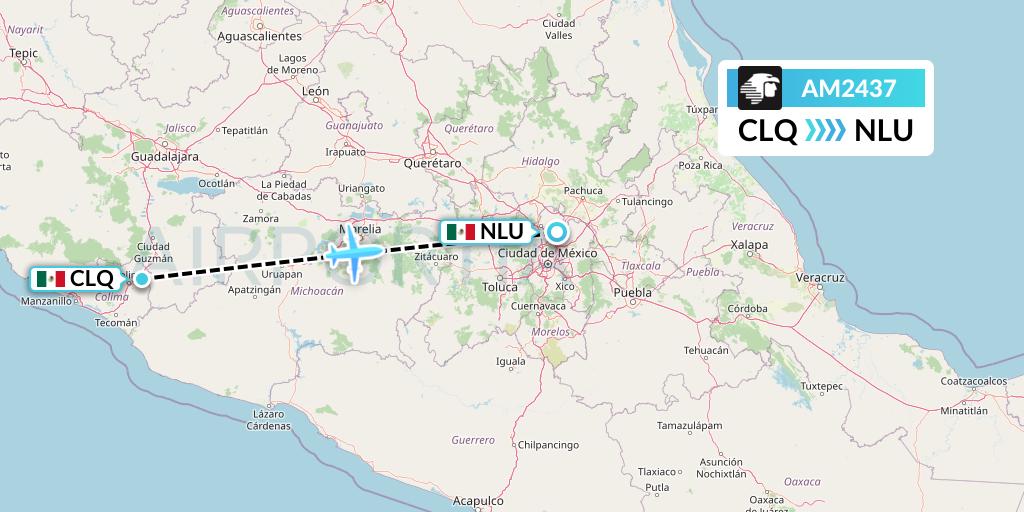 AM2437 Aeromexico Flight Map: Colima to Reyes Acozac