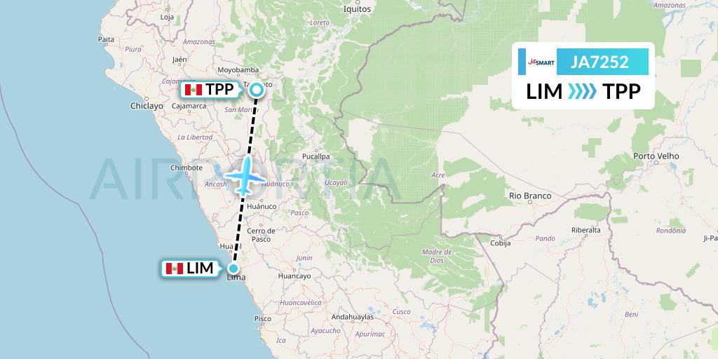 JA7252 JetSMART Flight Map: Lima to Tarapoto