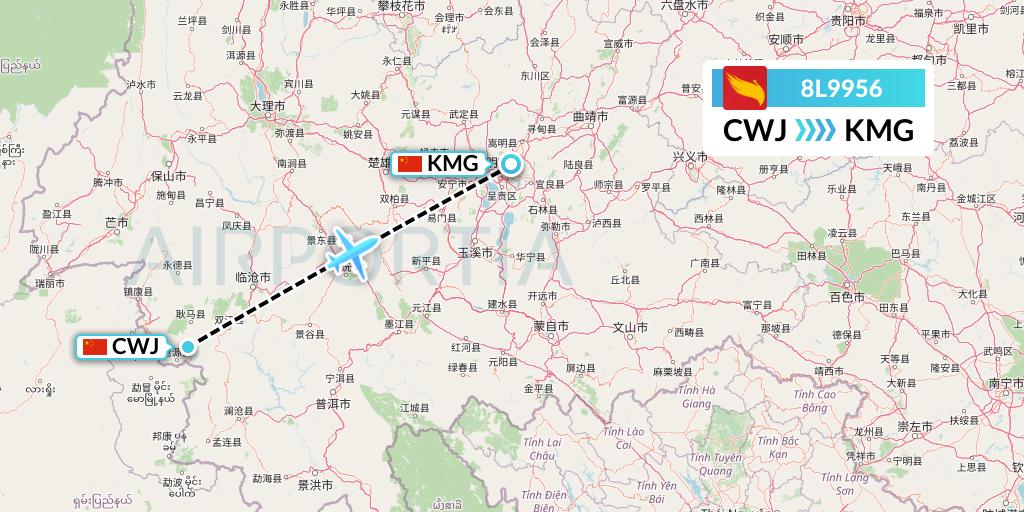 8L9956 Lucky Air Flight Map: Xichang to Kunming