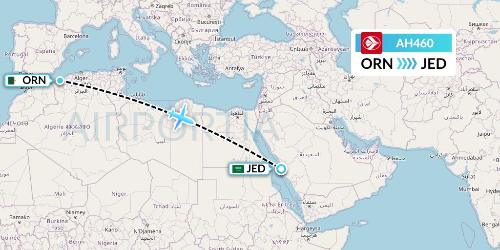 AH460 Air Algerie Flight Map: Oran to Jeddah