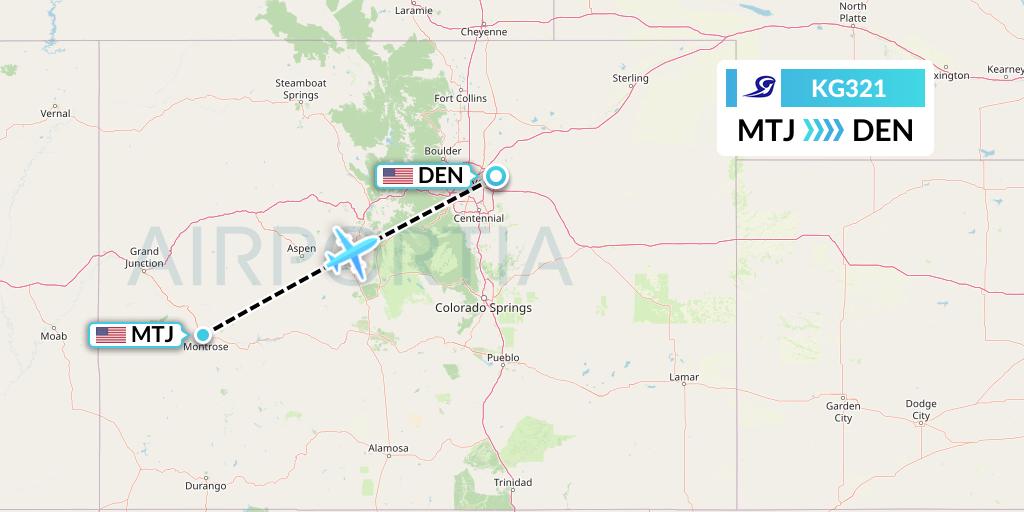 KG321 Key Lime Air Flight Map: Montrose to Denver