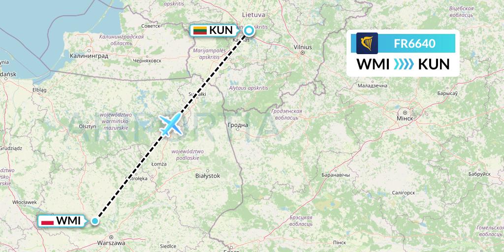 FR6640 Flight Status Ryanair Warsaw to Kaunas (RYR6640)