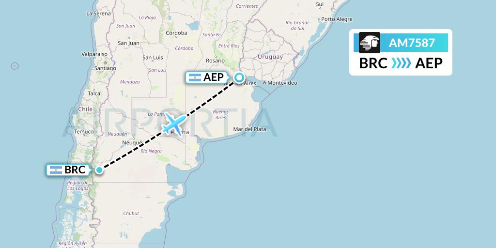 AM7587 Aeromexico Flight Map: San Carlos de Bariloche to Buenos Aires