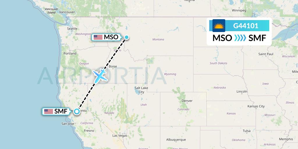 G44101 Allegiant Air Flight Map: Missoula to Sacramento