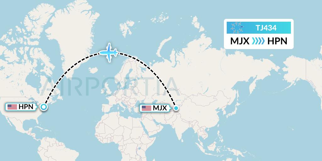 TJ434 Tradewind Aviation Flight Map: Philadelphia to White Plains