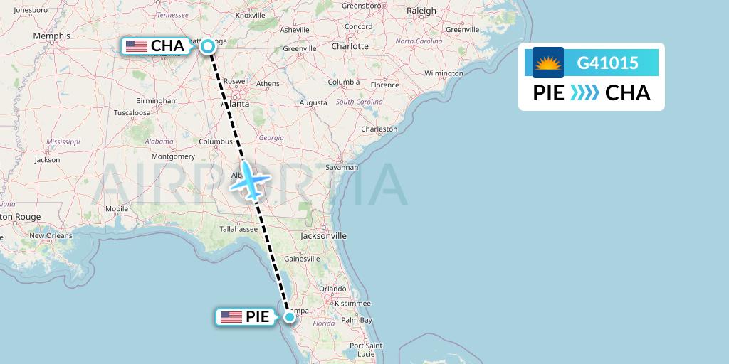 G41015 Allegiant Air Flight Map: St. Petersburg to Chattanooga