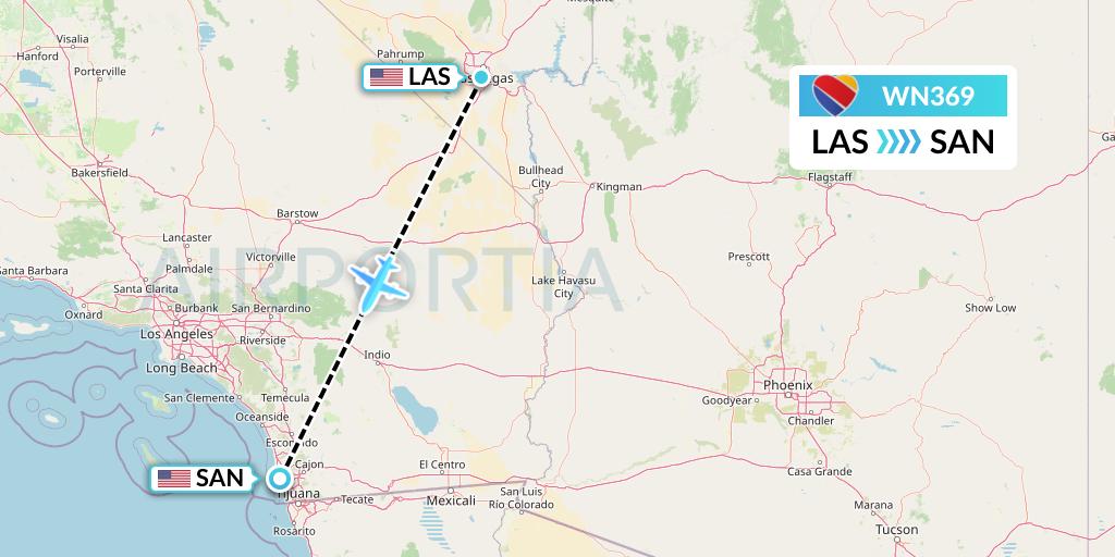 WN369 Southwest Airlines Flight Map: Las Vegas to San Diego