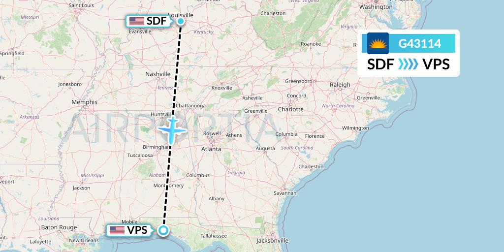 G43114 Allegiant Air Flight Map: Louisville to Valparaiso