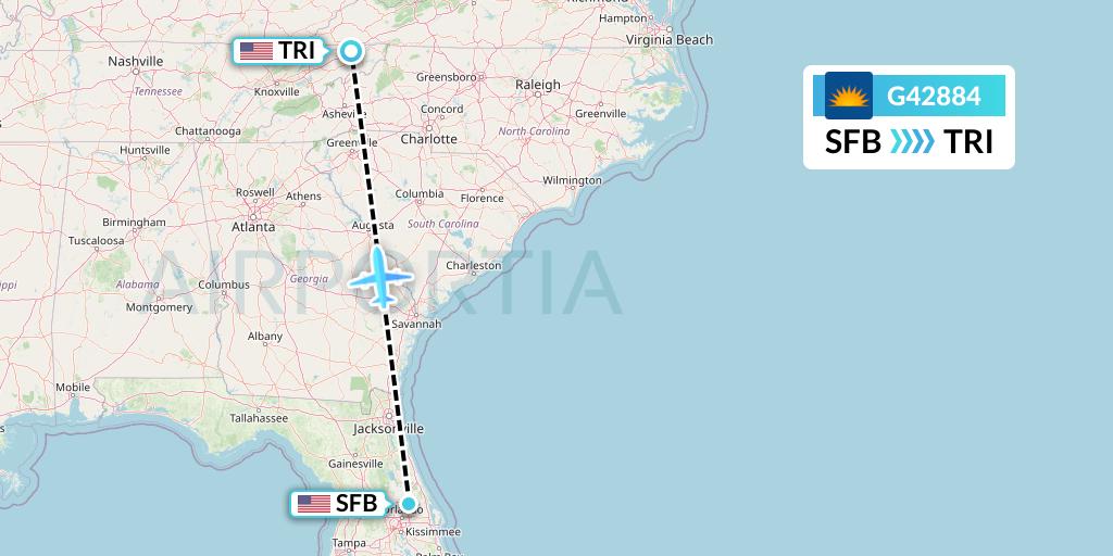 G42884 Allegiant Air Flight Map: Orlando to Blountville