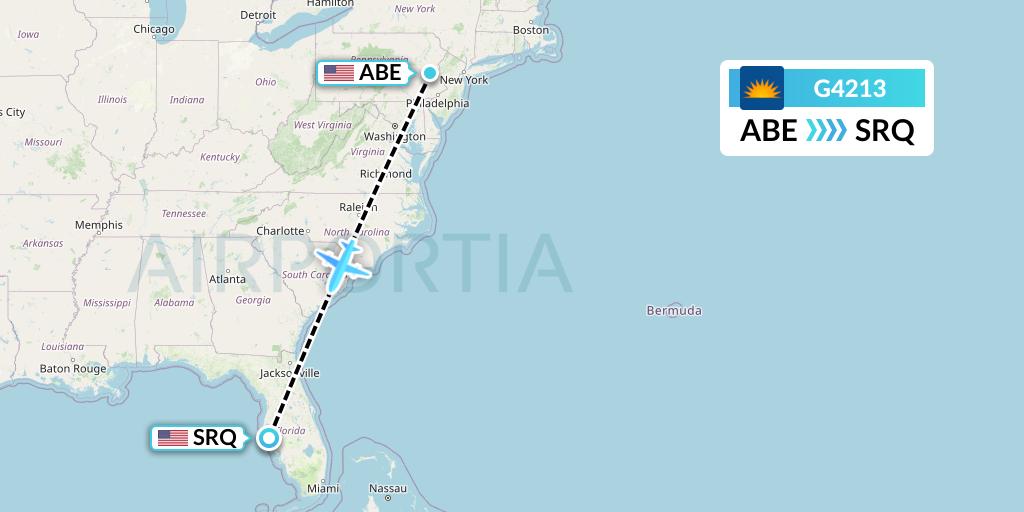 G4213 Allegiant Air Flight Map: Allentown to Sarasota