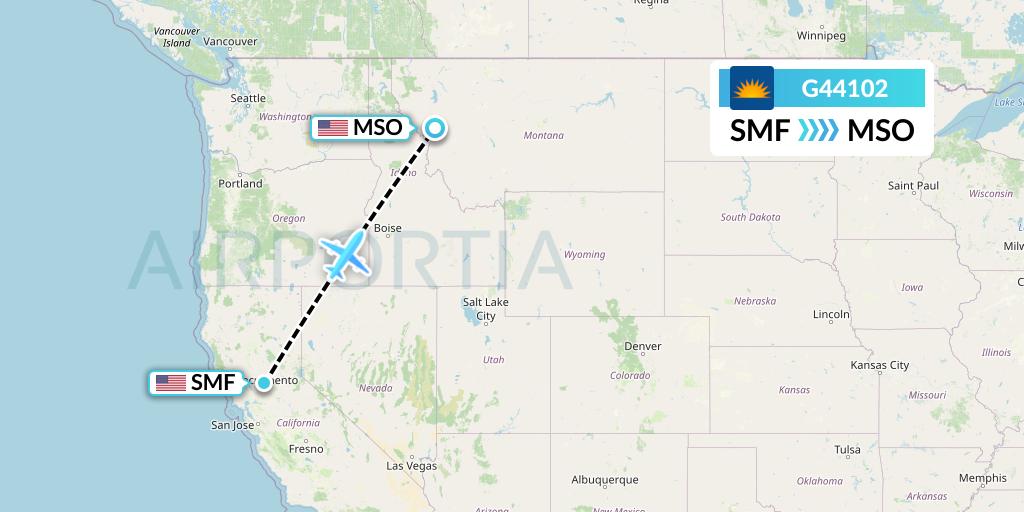 G44102 Allegiant Air Flight Map: Sacramento to Missoula