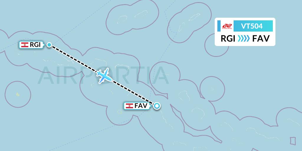VT504 Air Tahiti Flight Map: Rangiroa to Fakarava