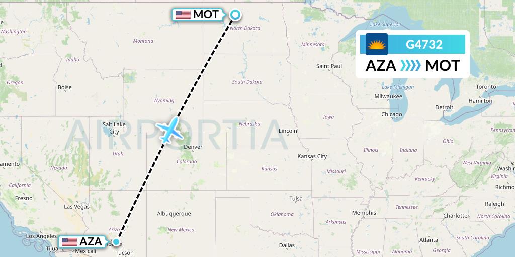 G4732 Allegiant Air Flight Map: Phoenix to Minot