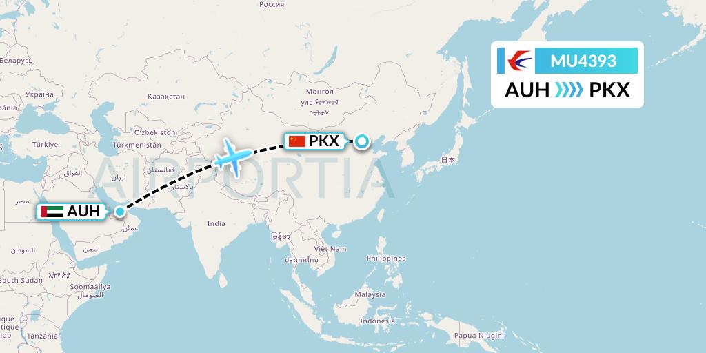 MU4393 China Eastern Airlines Flight Map: Abu Dhabi to Beijing