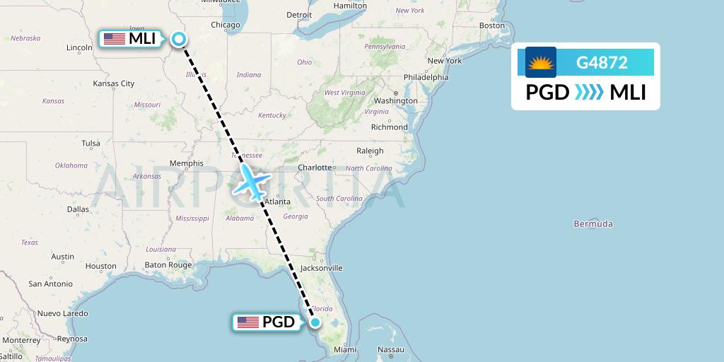 G4872 Allegiant Air Flight Map: Punta Gorda to Moline