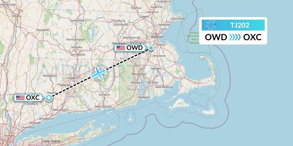 TJ202 Tradewind Aviation Flight Map: Norwood to Oxford