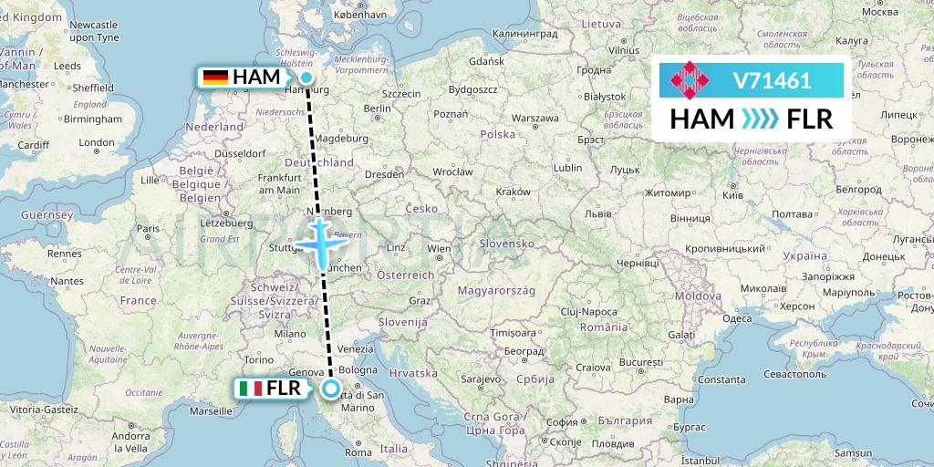 V71461 Volotea Flight Map: Hamburg to Florence