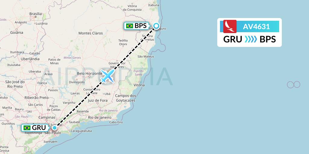 AV4631 Avianca Flight Map: Sao Paulo to Porto Seguro