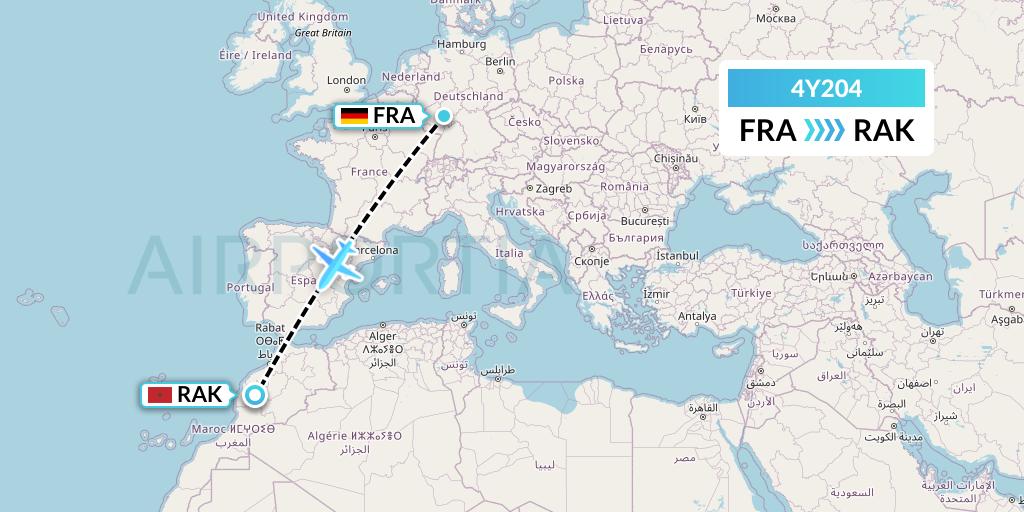 4Y204 Eurowings Discover Flight Map: Frankfurt to Marrakesh 
