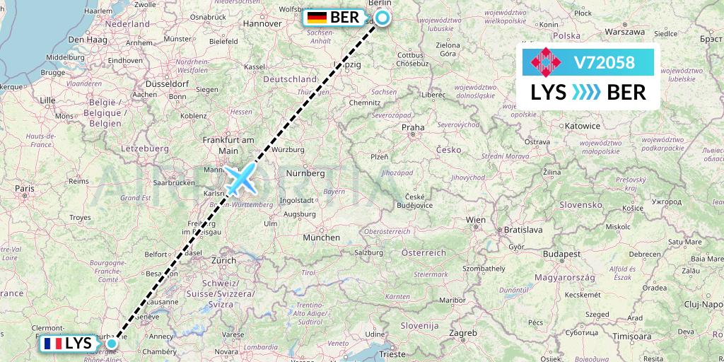 V72058 Volotea Flight Map: Lyon to Berlin