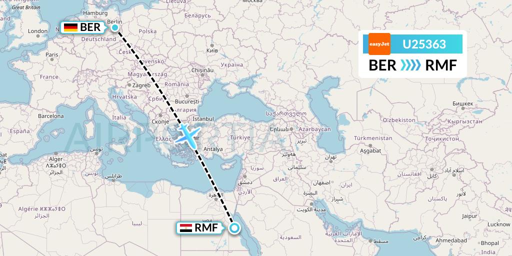 U25363 EasyJet Flight Map: Berlin to Marsa Alam