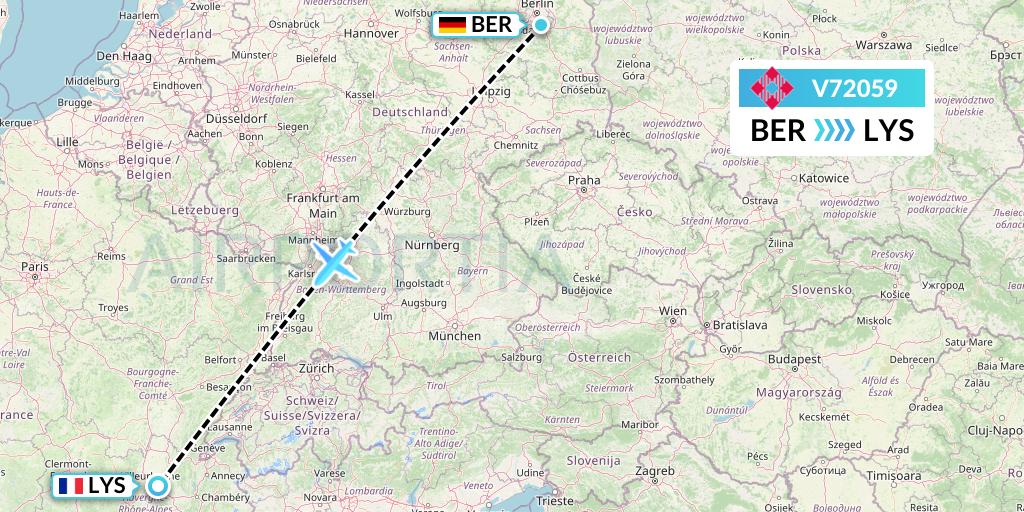 V72059 Volotea Flight Map: Berlin to Lyon